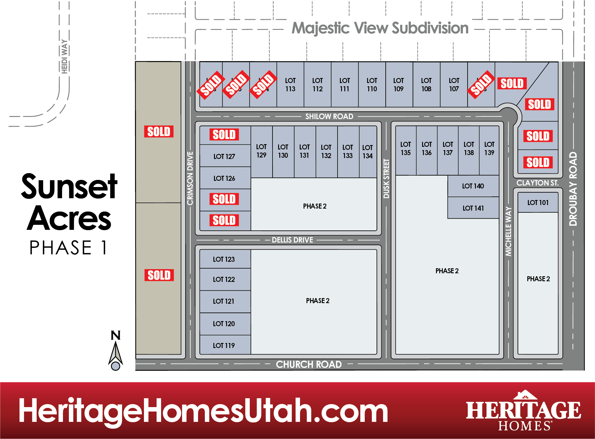 Sunset Acres Plat Map by Heritage Homes